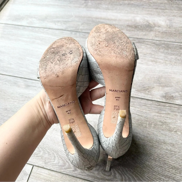 GUESS  by Marciano Silver Croc Print Stiletto Heels All Leather - Picture 13 of 15